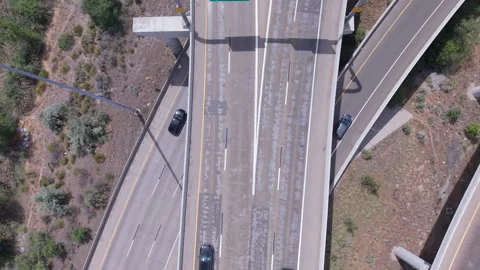 Top down drone view of traffic on the Spaghetti Bowl Interchange Stock Footage 340041423