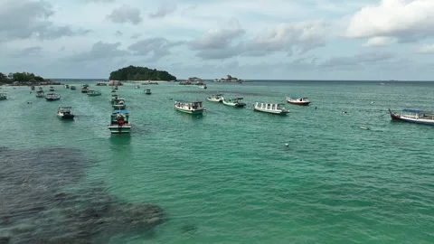 Top Down Drone View of Tropical Beach Shoreline Video stock 327464031