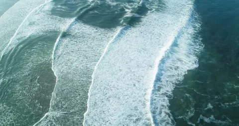 Top down drone view of turbulent sea surface and whitewash Stock Footage 335738467