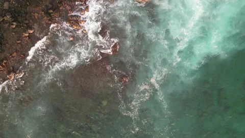 Top down drone view of turquoise waves in Hawaii Stock-Footage 348251054