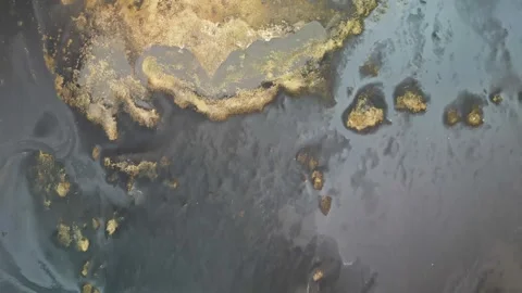 Top down drone view of volcanic shoreline textures Iceland 4K Vidéo 343869793