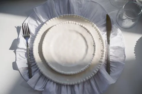 Top Down Flat Lay of Elegant Place Setting Stock-Fotos