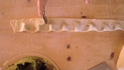 Top down flat lay view of 4k slow motion of the housewife cook expert hand .. Stock Footage 273379226