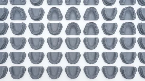 Top Down Flatlay of Grey 3D Printed Dental Models Fotos Stock