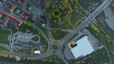 Top Down Flower Clock Nowy Sacz Aerial View Poland Stock Footage 268682113