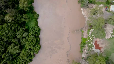 Top down fly over river Stock Footage