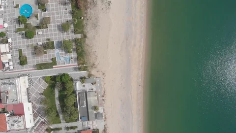 Top down flying over the beach in Greece Stock Footage 107442015