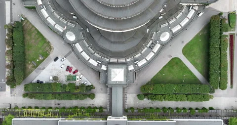Top down flyover of Centennial Hall in Wrocław Poland Stock Footage 346657510