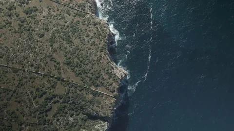 Top-Down Forward Drone Flight Over Menorca Coastline Stock-Footage 344183465