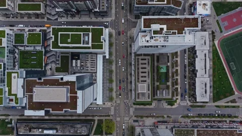 Top down forward motion over downtown Toronto's modern residential district, sho Stock Footage 334695808