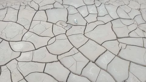 Top Down Full Frame Close Up of Dry Cracked Clay Mud and Drought Pattern (2) Stock Photos