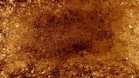 Top Down Full Frame Slow Motion Golden Beer Bubble Particle Loop Background Stock Footage 234932392