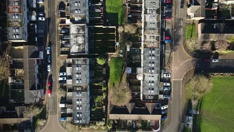 Top down generic aerial view of council houses in Birmingham England 動画素材 192493830