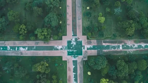 Top-down geometric aerial view of Shalimar Gardens Stock Footage 346322358