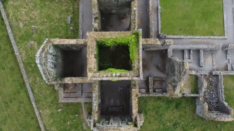 Top-down geometric view of a square stone ruin. Stock Footage 327624117