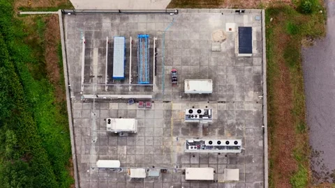 Top-down of green hydrogen facility at solar park in Oosterwolde Netherlands Video stock 344042817