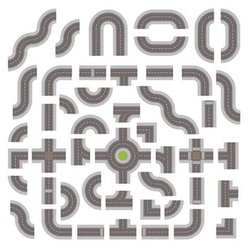 Top Down Grey Road Building Kit Ilustración de archivo