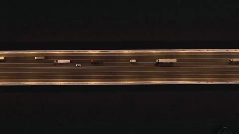 Top Down Highway Traffic Crossing Dark Water in Nanjing, China Stock Footage 344039686