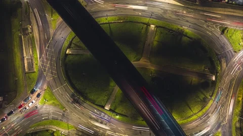 Top Down in HYPERLAPSE over Penn Inn Flyover and Roundabout in Newton Abbot 動画素材 231585445