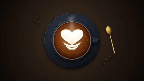 Top-Down Latte Art Heart Pour Coffee Loop 4K Видео 346125686