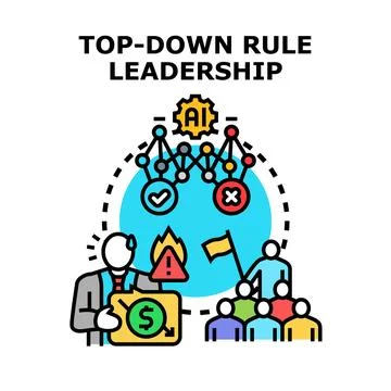 Top down leadership implementing rules and decisions illustration Stock Illustration