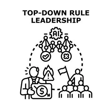 Top down leadership implementing rules and decisions illustration Illustrazione stock