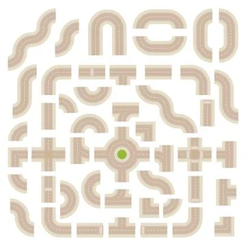 Top Down Light Brown Road Building Kit イラスト素材