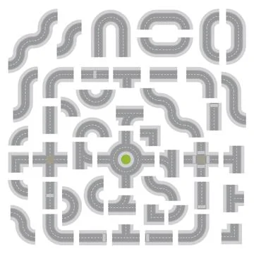 Top Down Light Grey Road Building Kit Ilustración de archivo