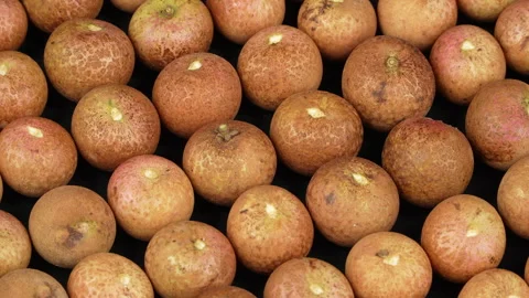 Top-Down Macro Of Neatly Arranged Ripe Longan Fruits Rotating 스톡 동영상 337243764