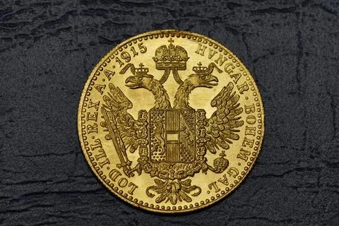 Top Down Macro Shot of the tails side of a "Golddukat Kaiser Franz Joseph N.. Stock Photos