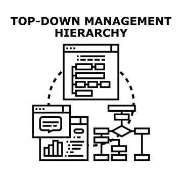 Top down management hierarchy illustrating business organization process Stock Illustration