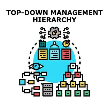 Top down management hierarchy illustrating business organization structure Stock Illustration