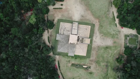 Top Down Mayan Ruins Chichen Itza Aerial Jungle Peoples Vidéo 307124560