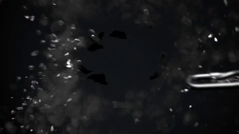 Top down metal Chain going limp then tightened until the weakest link explodes Stock Footage
