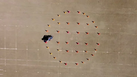 Top down motorcycle riding lessons Stock Footage 213336770