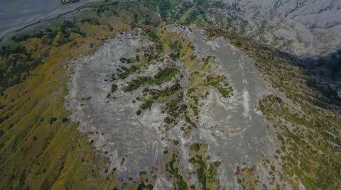 Top down Mount Batok. Volcano have beautiful mountain range wave pattern surface Stock Photos