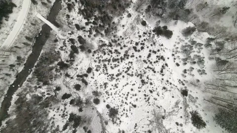 Top Down Mountain with river and bridge Video stock 148389760