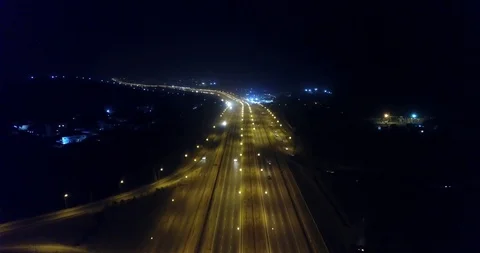 Top down night aerial view of Abuja streets Stock Footage 121994657