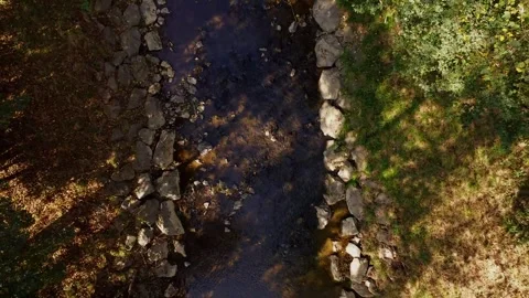 Top down oft the Riverbank Aerial View Stock Footage 252512478