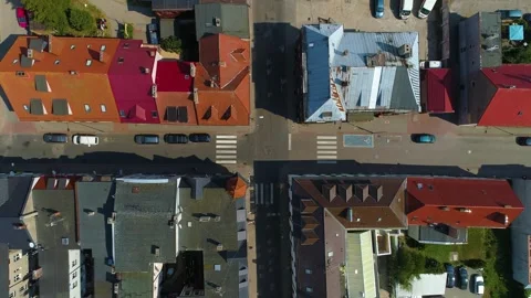 Top Down Old Town Tenements Darlowo Stare Miasto Kamienice Aerial View Poland Stock Footage 243247170