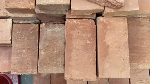 Top-down orange bricks with rough texture Stock Footage 314098490