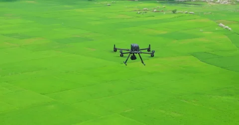 Top-down orbit drone shot over Koshi Nepal of modern mapping and engineering Stock Footage 337393022