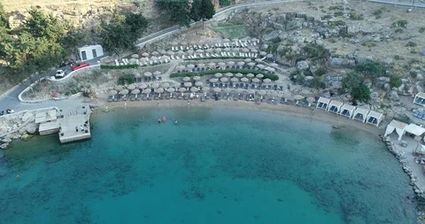Top down over head view over beautiful lagoon crystal clear turquoise water Stock Footage 111281414