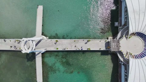 Top Down over Pier in Durres from a drone, Adriatic Sea, Albania, Europe Stock-Footage 275887468