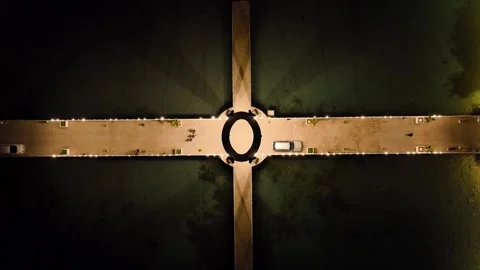 Top Down over Pier in Durres from a drone at night, Adriatic Sea, Albania Stock-Footage 276238025