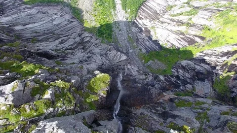 Top down over waterfall Norway Stock Footage 70725568
