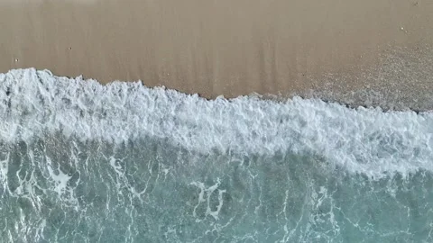 Top Down over Waves and Beach in Himare from a drone, Albanian Riviera, Albania 스톡 동영상 276139167