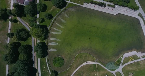 Top Down Overhead Shot Of Park Lake Stock Footage 91257028