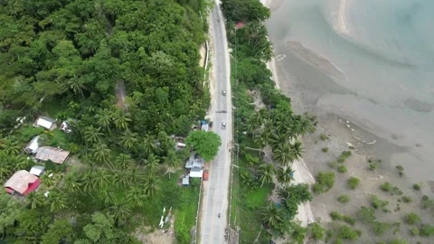 Top-Down to Panning Up Aerial Shot of Road in the Philippines Stock Footage 303280189