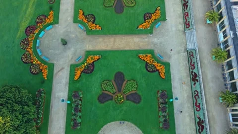 Top Down Parc du Thabor Garden Patterns Video stock 328267004